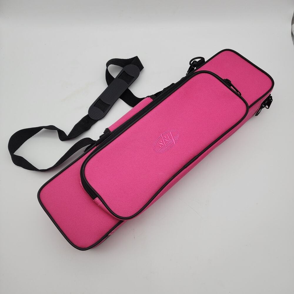 Pink C Flute Case w/Handle Strap Side Pocket Lightweight Lined Zip Closure Sky